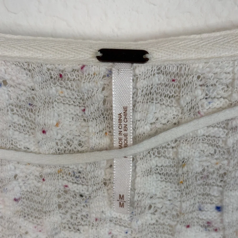 Free People Baja Babe Hacci Hooded Pullover White Multicolor Speckles Top M - Picture 5 of 13